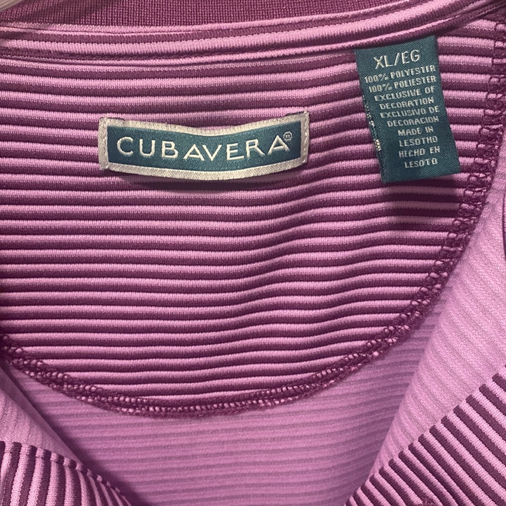 โSOLDโCubavera Menโs Polo Golf Purple Striped Short Sleeve Shirt XL - Picture 4 of 7